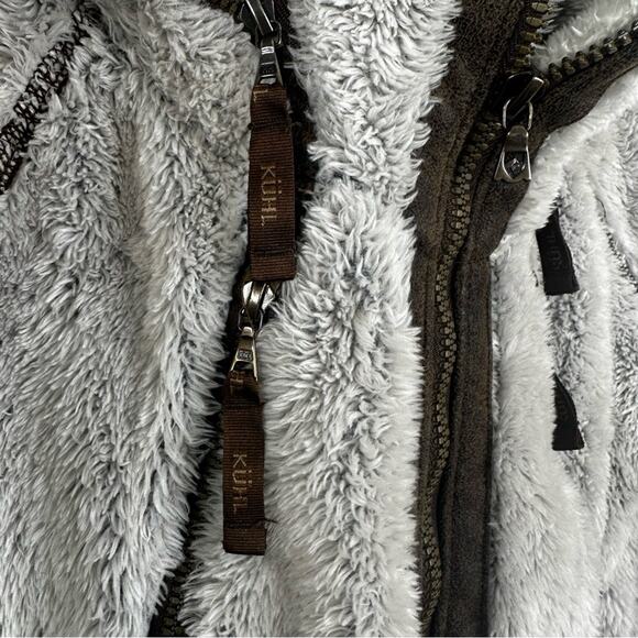 KUHL Fleece Flight Jacket in Stone Womens Medium Full Zip Outdoor Hooded Coat - Picture 9 of 15